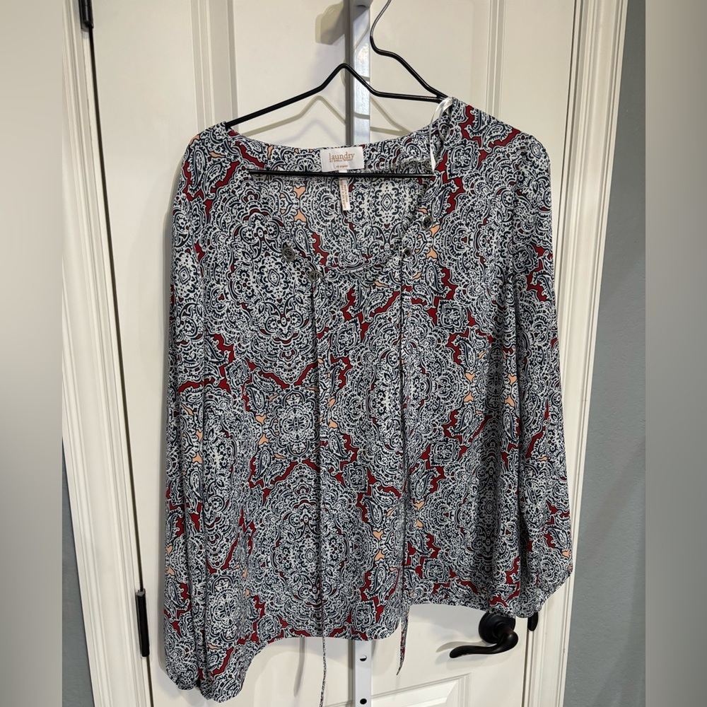 Lucky Brand Women's Paisley Top - Red and Blue